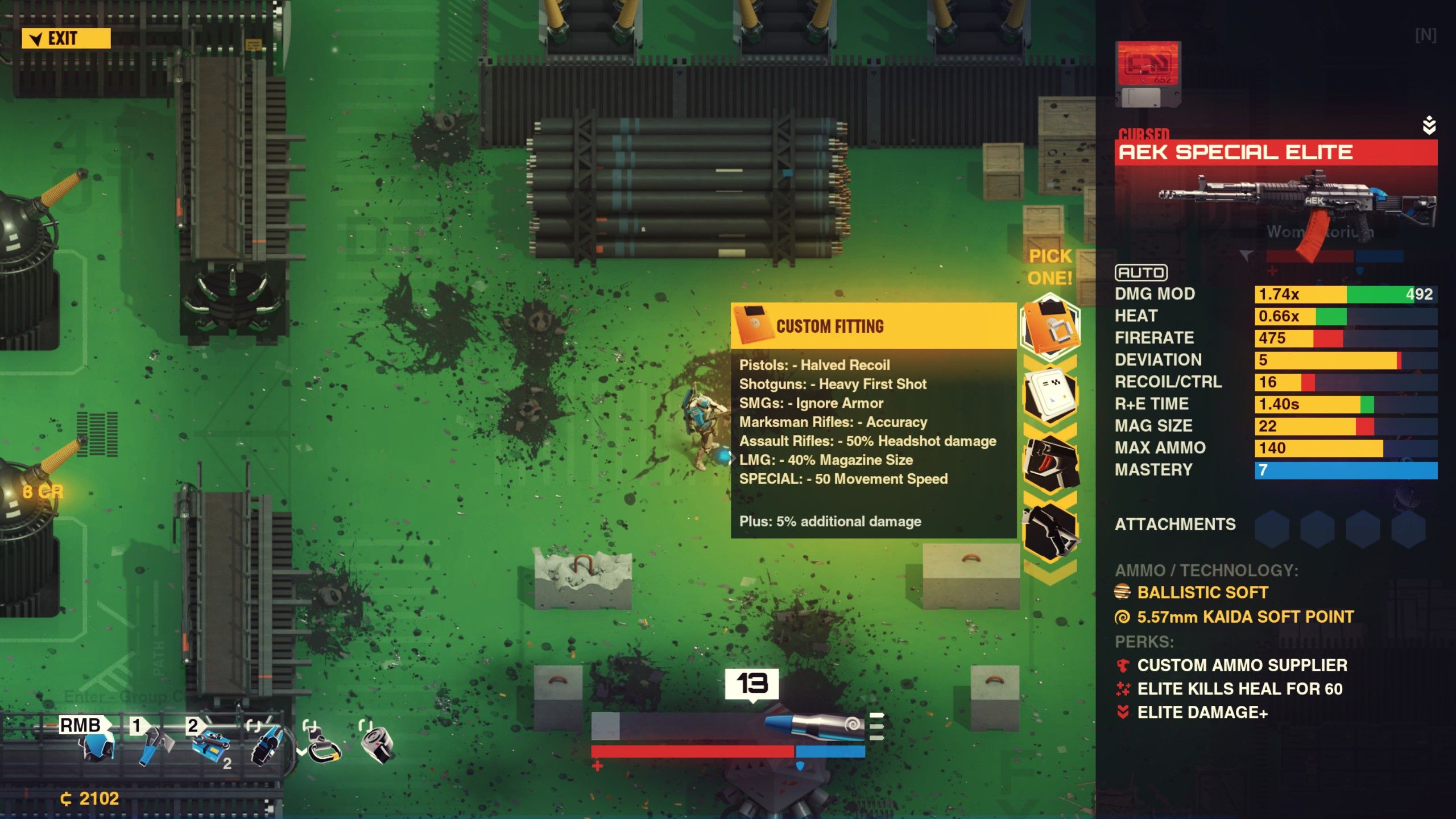 Guns can be leveled up and modified through upgrades and sidegrades