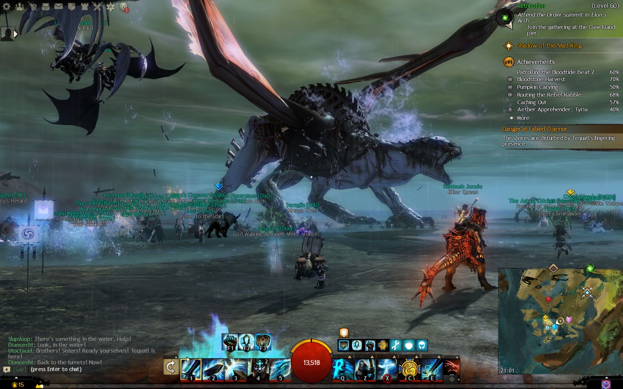 World bosses are rarer events that require large amount of participants and coordinated effort