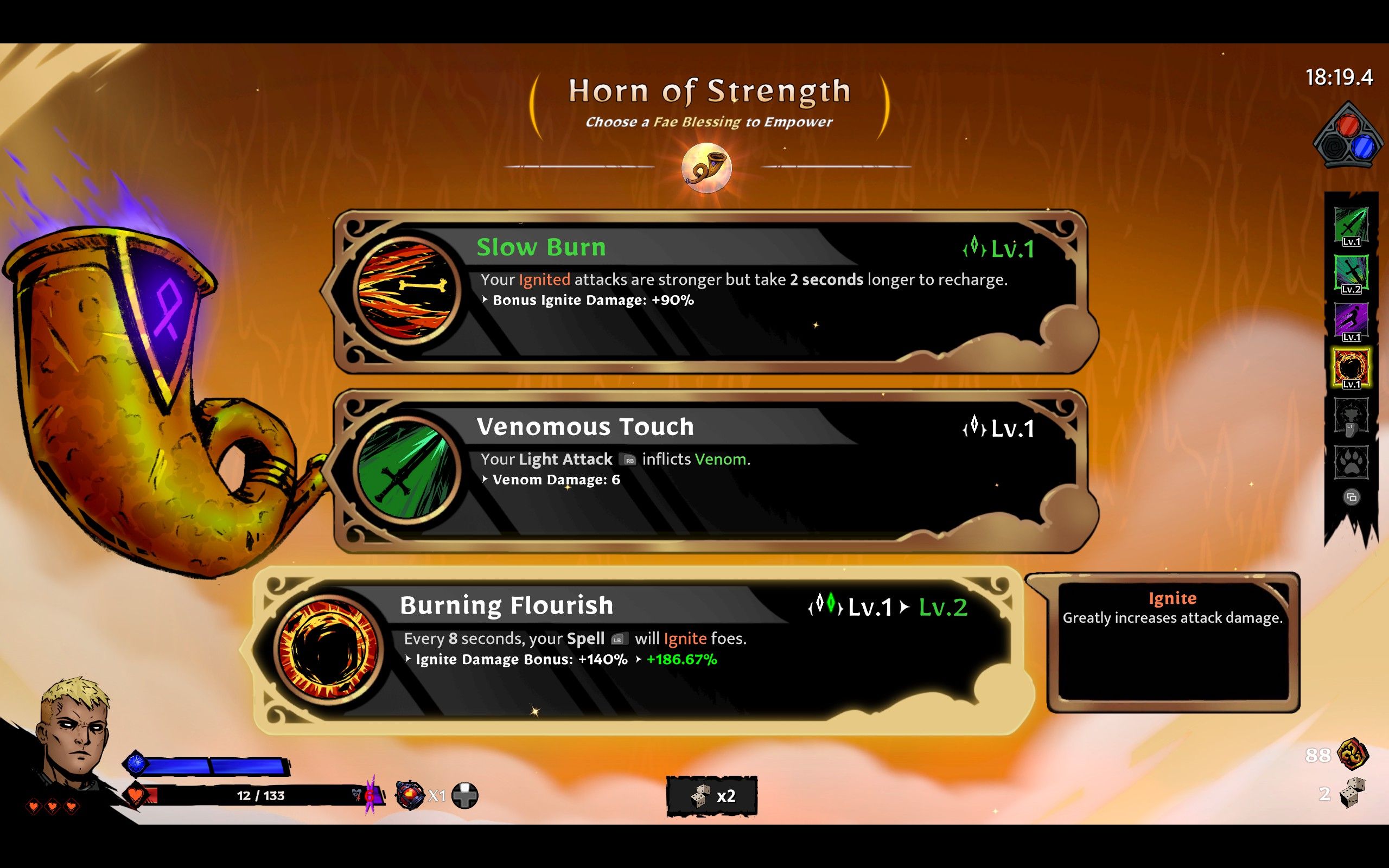 Build-crafting involves both gathering and leveling up so-called blessings.