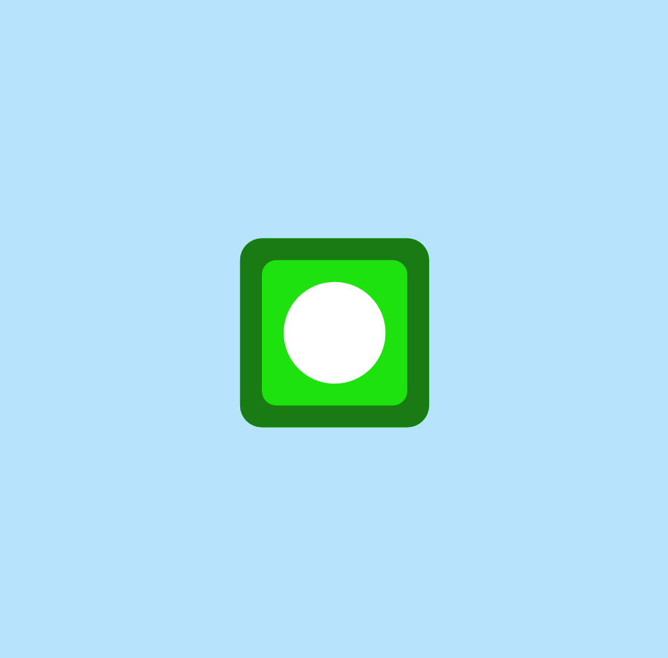 A green shape on a blue background. It has a white hole in the middle and a dark green outline
