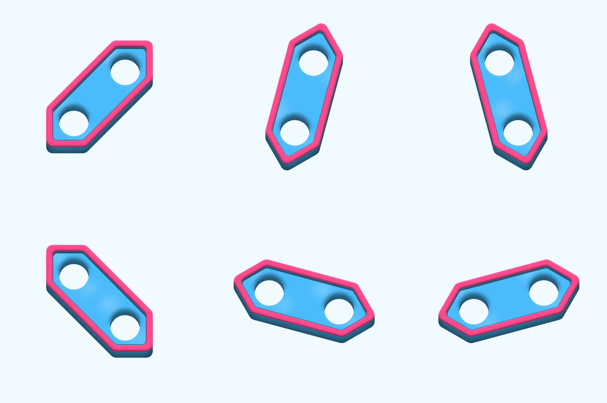 Still the 6 shapes, but now they are thick, colored correctly, have solid form, smooth shading, and extra blushing
